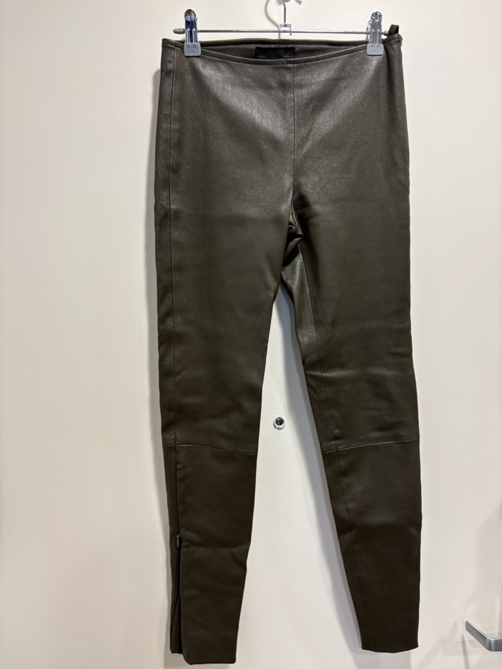 The Row 100% Lambskin Leggings in Dark Olive